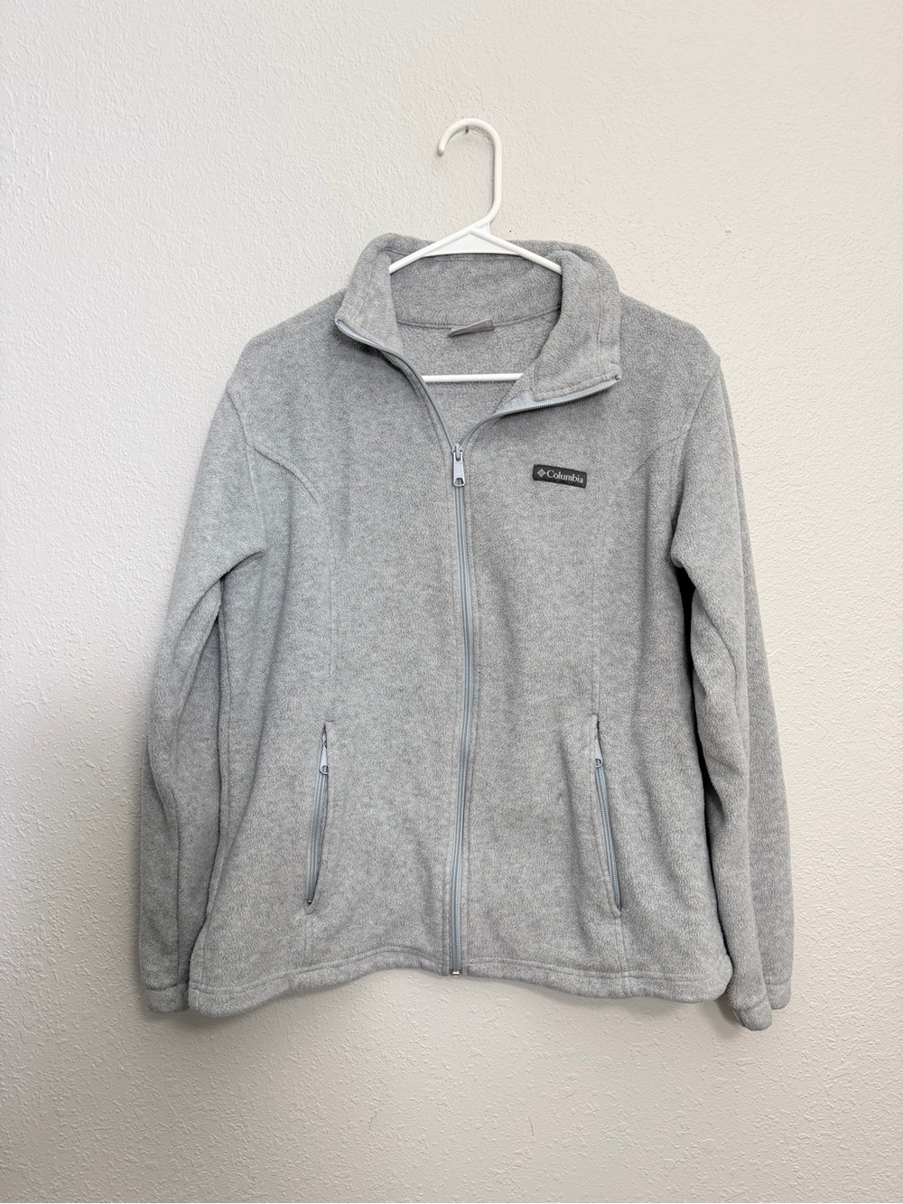 Columbia Jacket Women L Gray Fleece Full Zip Collared Pockets Outdoor Warm
